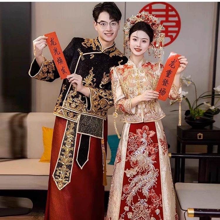 熙饶出租赁秀禾服新娘2025新款龙凤褂结婚男女中式婚纱伴娘敬酒服,淘宝优惠券,粉丝福利购,淘宝优惠卷