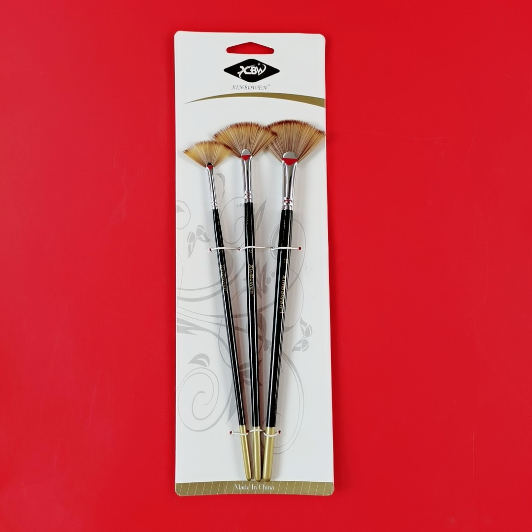 水彩画树叶扇形笔金叶笔画笔套装油画鱼尾尼龙水粉丙烯排笔小刮刀
