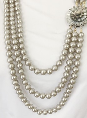 贝壳玻璃珍珠情侣多层灰色新设计