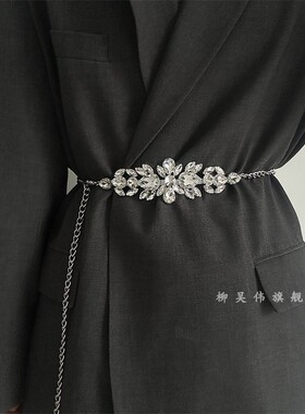 新款女士水钻镶嵌链条腰带高级感金色腰链时尚连衣裙晚礼服配饰女