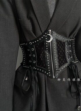 欧美腰带配裙子大衣收腰