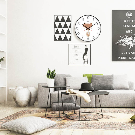 Cartoon simple and cute bedroom Nordic style home wall clock