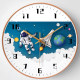 North looking astronaut cartoon children's clock wall clock