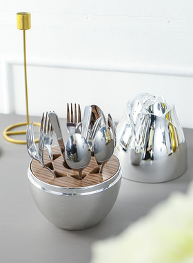 430玫瑰花蛋刀叉勺套装 甜品勺叉礼品装金色蛋形餐具家居花型