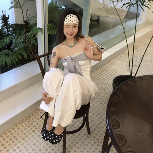 JW stylish 费拉明戈 复古黑白波点鞋马蹄分趾鞋女春夏平底单鞋子 - 图0