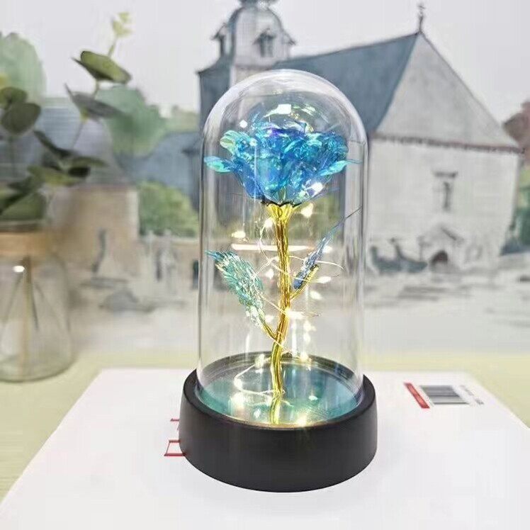 520 Preserved Flower Plastic Cover Rose Flower Gold Foil Flower Chinese Valentine's Day Holiday Gift Transparent Glitter