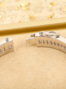 名媛方钻手镯】高定满钻925纯银婚礼手环女白富美千金网红明星款