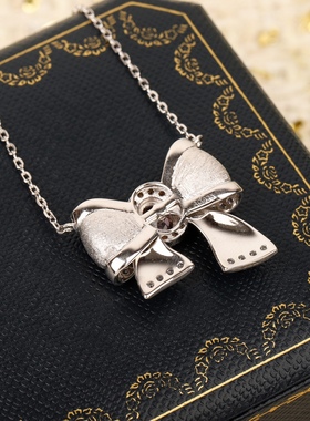 高定灵动蝴蝶镶钻项链通体925纯银镀K金网红明星名媛轻奢气质颈链