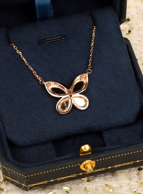 高定滴油珐琅蝴蝶项链】通体925纯银镀金网红名媛千金颈链锁骨链