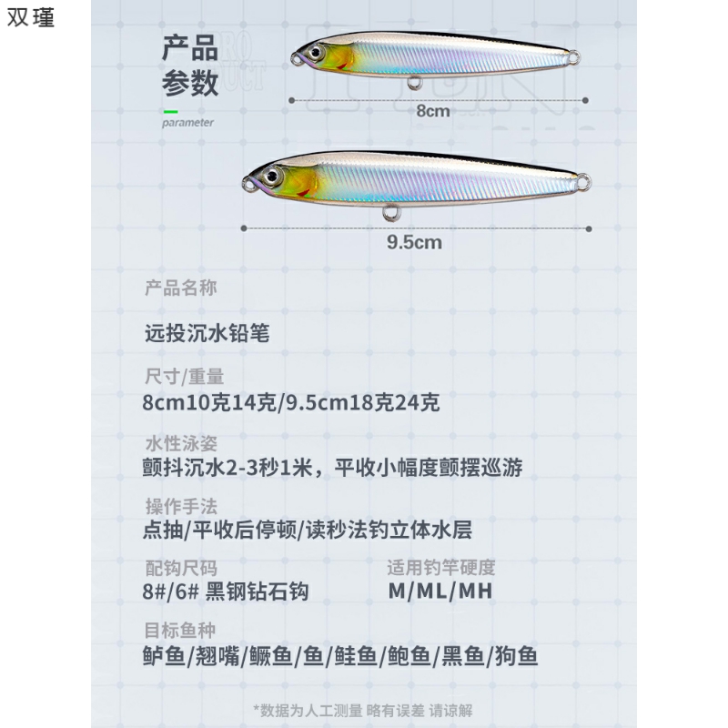 飞鬼铅笔路亚饵远投沉水铅笔假饵颤沉缓沉翘嘴专用海钓淡水通杀鱼 - 图2