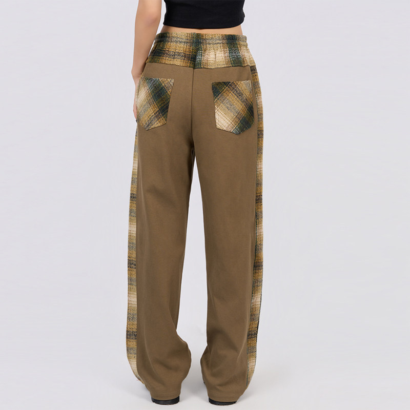 CANOTWAIT 渐变格纹拼接休闲长裤男女款直筒宽松通勤百搭下装秋冬,淘宝优惠券,粉丝福利购,淘宝优惠卷