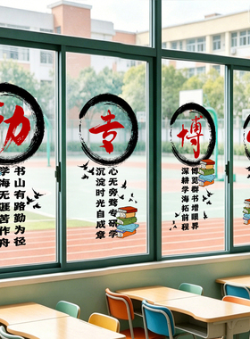 励志标语玻璃贴纸无胶吸附静电贴