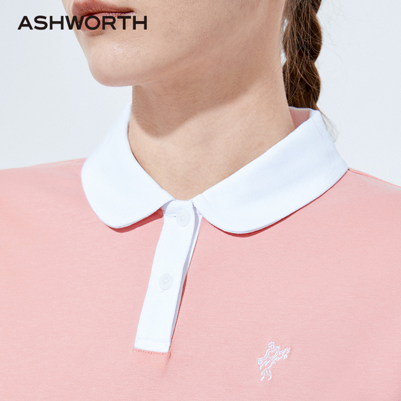 [抑菌凉感]ASHWORTH雅狮威春夏休闲翻领短袖针织polo衫女T恤上衣-图2