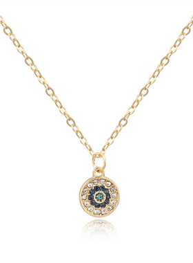 Turkish Evil Eye Moon Star Pendant Necklaces for Women