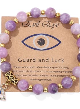 Natural Stone Evil Eye Bracelet for Women Lucky Adjustable