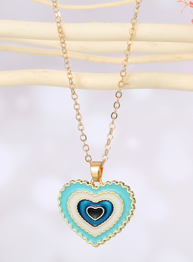 1 PC Metal Rainbow Heart Necklace For Women Gift Jewelry