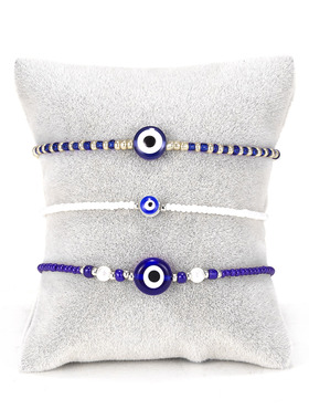 Rinhoo New Style Rhinestone Palm Blue Evil Eye Bracelets