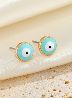 1 Pair Colored Evil Eye Stud Earrings For Women's Gift