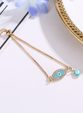 Trendy Crystal Turkish Evil Eye Charm Bracelet for Women