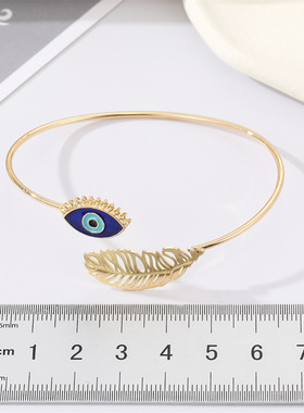 New Blue Evil Eye Bracelet Bangle for Women Metal Hollow