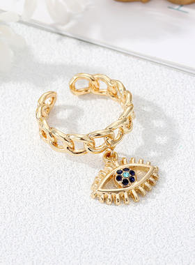 2023 Zircon Evil Eye Hamsa Hand Tassel Ring For Women Men
