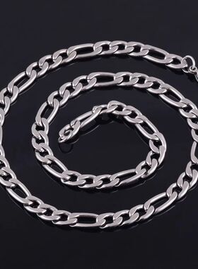 3-11.5mm Men's Stainless Steel Link Figaro Chain Necklace