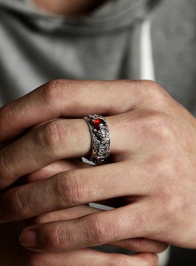 Pixiu Charms Ring Feng Shui Amulet Wealth Lucky Open