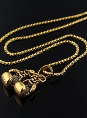 Sport Fitness Jewelry Double Boxing Glove Pendant Necklace