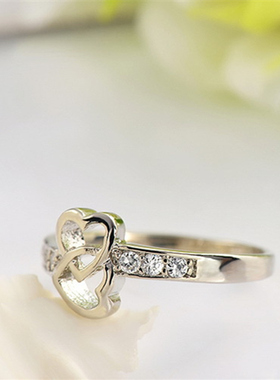 2023 925 Sterling Silver Rings For Women Double Heart crysta