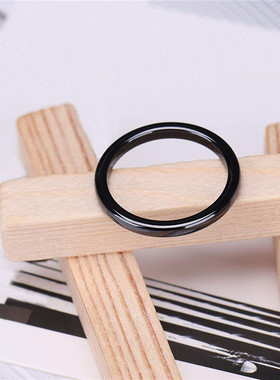 Cute 2mm Thin Black Ceramic Ring Women Stacking Rings