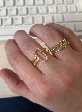 Simple Rectangle Shape Zircon Color Rings For Women