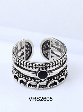 2024 New Silver Color  Vintage  Geometric Opening Rings For