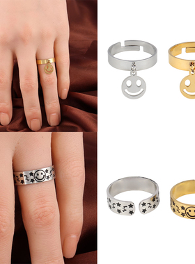 stainless steel ring for women ring Happy smiley rings