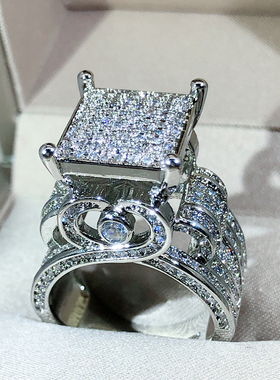 925 sterling silver high quality white zircon diamond ring