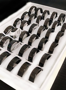 Trendy Stainless Steel Black Rings for Women Wedding Rings