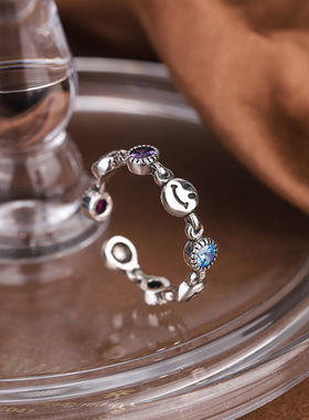 925 Sterling Silver Smiling Face Open Rings For Women