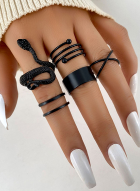 Free Vintage Gothic Rings Set for Women Girls Geometric