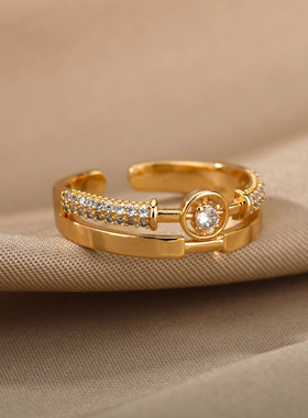 2024 Fashion Star Rings For Women Stainless Steel Gold Color