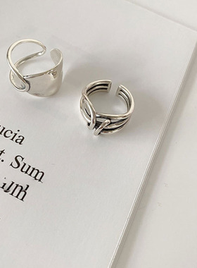 Fashion Width Surface Knot Winding Thai Silver Color Ring
