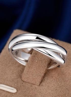 Hot Pretty 925 Sterling Silver Simple three circles Rings