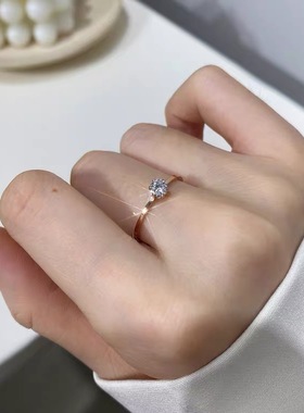 时尚玫瑰金超细单钻闺蜜不戒指