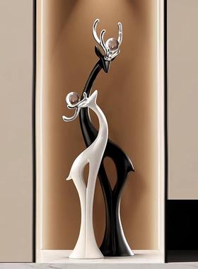 福禄双全轻奢高档大摆件玄关造景客厅入户进门入门高装饰品高级感