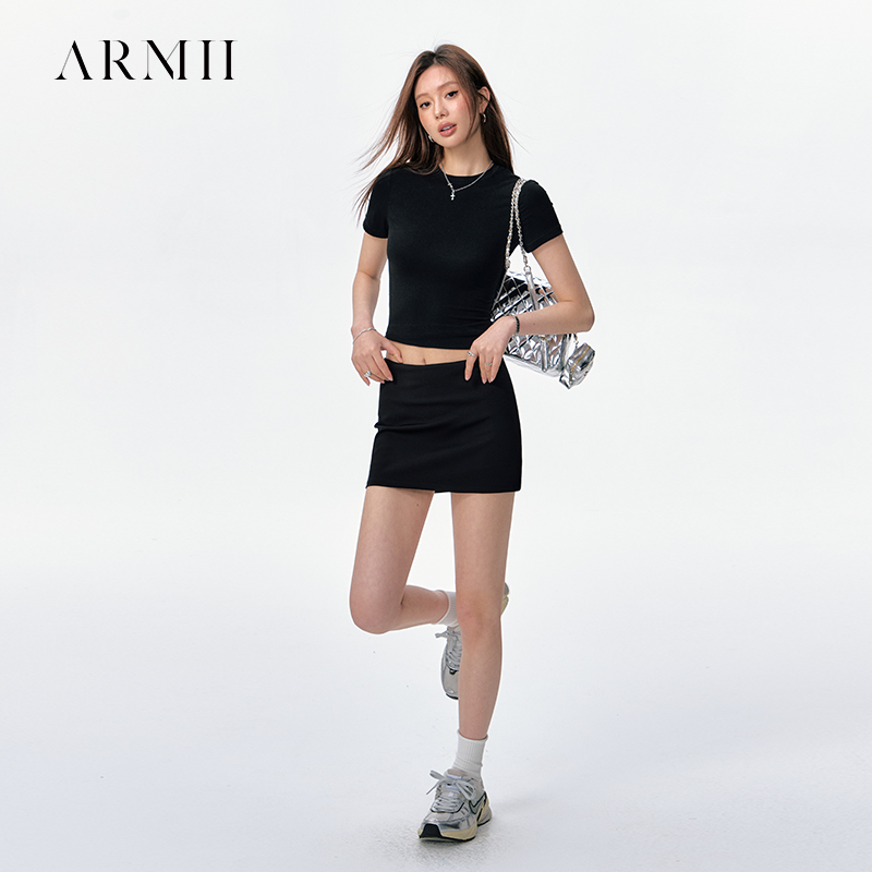 ARMII美式复古防走光黑色半身裙女夏季新款短裙性感包臀一步裙