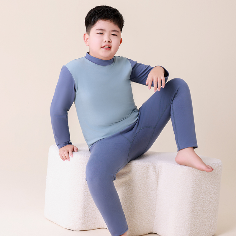 胖男童秋衣秋裤套装学生秋冬加肥加大码保暖中领全棉毛衫棉毛裤