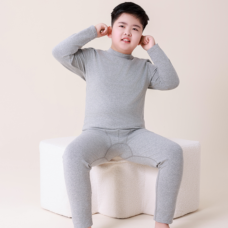 胖男童秋衣秋裤套装学生秋冬加肥加大码保暖中领全棉毛衫棉毛裤