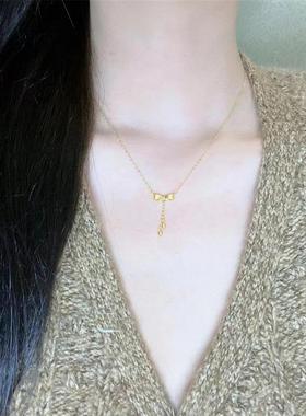 日本MUMI18K包金蝴蝶结流苏项炼女在逃公主5G极光小众百搭锁骨炼