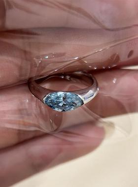 日本MUMIMUMIbiu booms925纯银蓝色马眼钻戒指女小众设计清冷感独