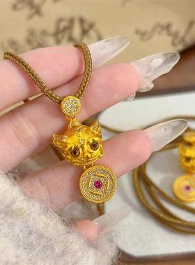日本MUMI新中式国潮风18k金色覆古独特精致钱币貔貅项炼女时尚潮