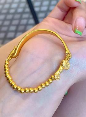 日本MUMI古法传承如意半镯半炼新款彷真黄金镯子手链手串礼物送妈