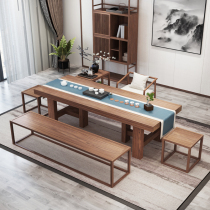 New Chinese Gongfu Tea Desk Solid Wood Tea Table Office Big Board Guests Table And Chairs Balcony 1 8 m Tea Table And Chairs Combination